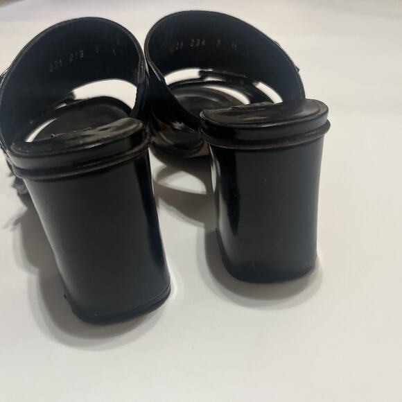 Sz 7 Women’s Vintage Charles David Black Chunky Buckle Heel Sandal - Picture 4 of 7